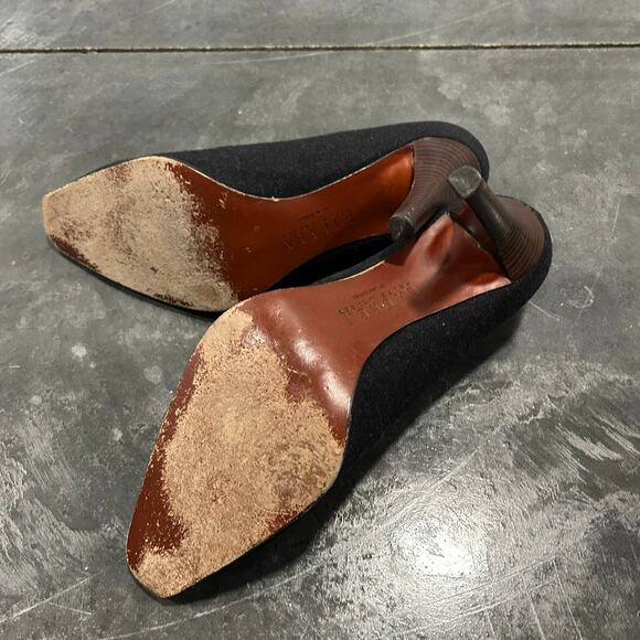 Ralph Lauren Caryl Gray Wool Flannel Pumps with Brown Suede Trim & Tassels Sz 10 - Picture 8 of 11